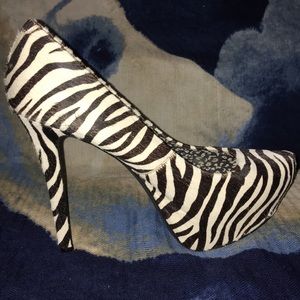 Jessica Simpson faux fur Zebra platforms!